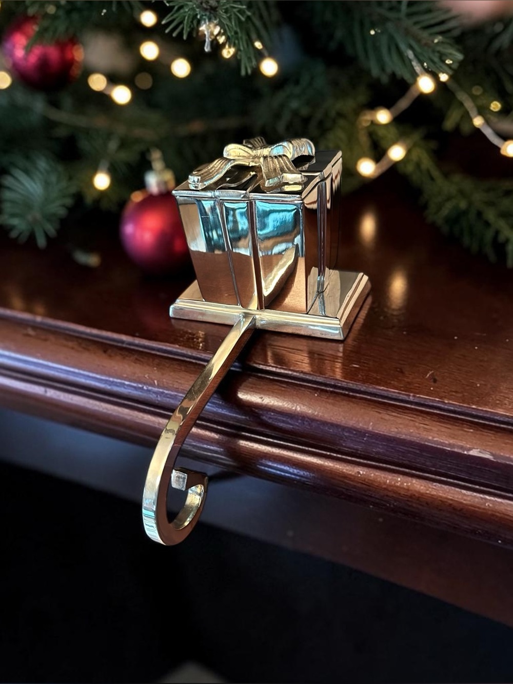 Pottery Barn Christmas Present Stocking Holder Silver Plated Heavy Holiday